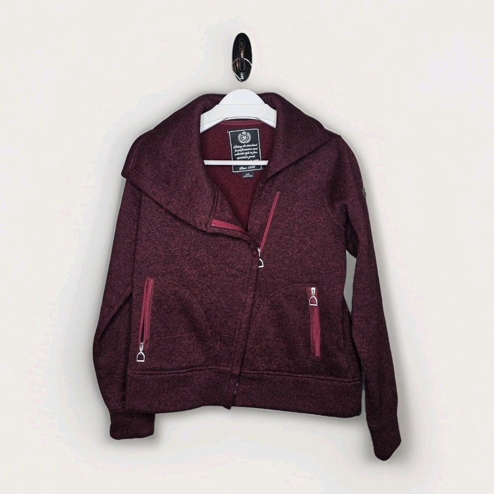 Ariat Contender Fleece‎ Zip Women's Large Cabernet Asymmetrical Zipper Maroon